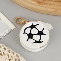 Creative Sport Ball Pendant Football Earphone Storage Bag Funny Keychain Coin Purse  Bag Accessory Style2 white