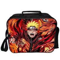 Naruto Uzumaki Bento Bag: Flame Art, Dark Tone, Waterproof, Large Capacity Horizontal Black Lunch