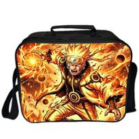 Naruto Uzumaki Bento Bag: Flame Art, Dark Tone, Waterproof, Large Capacity Horizontal Black Lunch