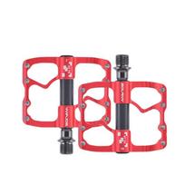 Carbon Fiber Axle Aluminum Alloy Bicycle Pedals With Triple Sealed Bearings Anti-Slip Platform Road MTB Cycling Red