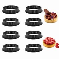 8 dalių mini pyrago žiedų formelių rinkinys kepimui Tortams  Muffiniams  Musui  Apvaliems pjaustyti juoda