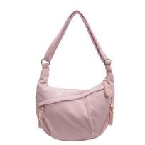 Corduroy Shoulder Bag Solid Women Crossbody Bag with Pockets Crescent Bag Everyday Sling Bags for School Travel Work bolsa 35X22X7CM white