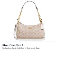 COACH Teri Coated Canvas Portable Crossbody Bag, Shoulder Bag Medium Women's Sand & Chalk White CV933-IMXDM One Size 1 beige