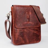 Men's Retro Crocodile Pattern Genuine Leather Shoulder Bag
