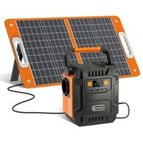 Flashfish A201+TSP60 Portable Power Station 172.8Wh/48000mAh Large Capacity 200W Output 3 Recharging Methods oranžinė