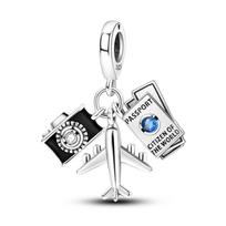 925 svaras sterlingų pakabukai karoliukas CZ cirkonas raudonas motociklininkas pakabukai tinka originaliam apyrankės pasidaryk pats papuošalas dovanaGeras produktas KTC792 white