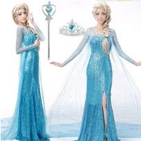 Šaldytos Elzos princesės suknelė Helovino Cosplay kostiumas suaugusiems Role Play pasirodymui S blue