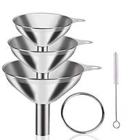 Stainless Steel Kitchen Funnels Set Food Grade Metal Funnels For Filling Bottles Small Funnels For Essential Oil Spices 3 white