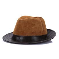 Vyriška avikailio odos fedoros skrybėlė rudeniui ir žiemai XXXXL (61-62cm) brown
