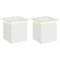 vidaXL Sodo vazonas su LED 2 vnt. Balta 40 x 40 x 40 cm Plienas