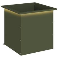 vidaXL Sodo vazonas su LED Alyvuogių žalia 50 x 50 x 48 cm Plienas