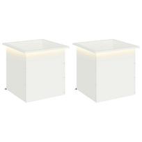 vidaXL Sodo vazonas su LED 2 vnt. Balta 50 x 50 x 48 cm Plienas