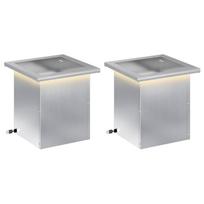 vidaXL Sodo vazonas su LED 2 vnt. Sidabrinė 30 x 30 x 30 cm