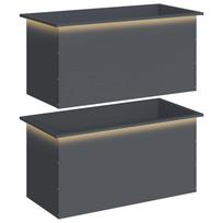 vidaXL Sodo vazonas su LED 2 vnt. Antracitas 50 x 100 x 48 cm Plienas