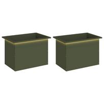 vidaXL Sodo vazonas su LED 2 vnt. Alyvuogių žalia 40 x 60 x 40 cm