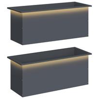 vidaXL Sodo vazonas su LED 2 vnt. Antracitas 40 x 100 x 40 cm Plienas
