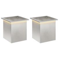 vidaXL Sodo vazonas su LED 2 vnt. Sidabrinė 40 x 40 x 40 cm