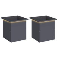vidaXL Sodo vazonas su LED 2 vnt. Antracitas 40 x 40 x 40 cm Plienas