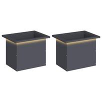 vidaXL Sodo vazonas su LED 2 vnt. Antracitas 30 x 40 x 30 cm Plienas
