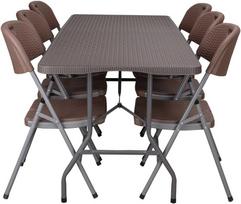 Lauko baldų komplektas Bipohome RATTAN maitinimo rinkinys 180 cm stalas + 6 kėdės