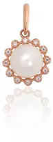 Diamond Sky Jewelry Auksinis pakabukas su cirkoniais ir perlais „Tylus Mėnulis“