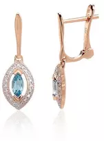 Diamond Sky Jewelry Auksiniai auskarai su deimantais ir topazais „Vandenyno spindesys“
