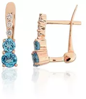 Diamond Sky Jewelry Auksiniai auskarai su deimantais ir topazais „Jūros melodija“
