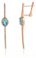 Diamond Sky Jewelry Auksiniai auskarai su deimantais ir topazais „Azūro linija“