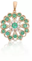 Diamond Sky Jewelry Auksinis pakabukas su deimantais ir smaragdais „Imperatorės Žiedas“