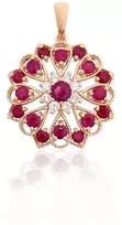 Diamond Sky Jewelry Auksinis pakabukas su deimantais ir rubinais „Raudonoji Žavesys“