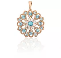 Diamond Sky Jewelry Auksinis pakabukas su deimantais ir topazais „Dangaus žiedas“