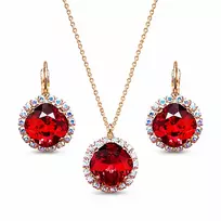 Diamond Sky Jewelry Papuošalų rinkinys moterims „Glare III (Scarlet)“ su Swarovski® kristalais