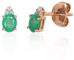 Diamond Sky Jewelry Auksiniai auskarai-vinukai su deimantais ir smaragdais „Notika III“