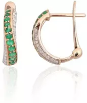 Diamond Sky Jewelry Auksiniai auskarai su deimantais ir smaragdais „Smaragdų melodija“
