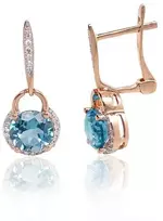 Diamond Sky Jewelry Auksiniai auskarai su deimantais ir topazais „Aušros Magija“