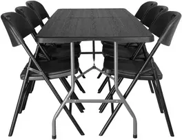 Lauko baldų komplektas Bipohome Maitinimo rinkinys WOODLAN 180 cm stalas + 6 kėdės