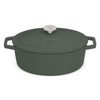 Ovalus emaliuotas ketaus puodas, 30x22x12cm, 4,65L | Matte Green Collection BH-6545