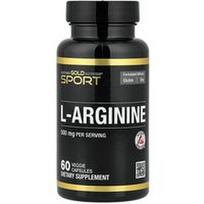 California Gold Nutrition, L-argininas, 500 mg, 60 vegetariškų kapsulių