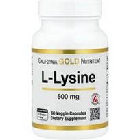California Gold Nutrition, L-lizinas, 500 mg, 60 vegetariškų kapsulių