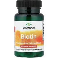 Swanson Vitamins, Biotinas, 5,000 mcg, 100 veganiškų kapsulių