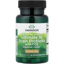 Swanson Vitamins, Dr. Stephen Langer's Ultimate 16 padermių probiotikas su FOS, 60 veganiškų EMBO dangtelių® AP