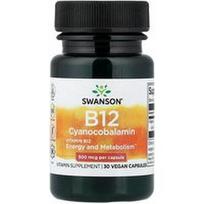 Swanson Vitamins, Vitaminas B12, 500 mcg, 30 veganiškų kapsulių