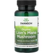 Swanson Vitamins, Organinis liūto karčių grybas, 60 veganiškų kapsulių (500 mg vienoje kapsulėje)