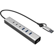 I-Tec USB šakotuvas CAHUBMETAL6LANPD, 8 prievadai, 3x USB-A, 3x USB-C, 1x RJ-45, 5000Mbit/s, Gigabit Ethernet, USB PD 85W