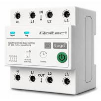 Qoltec Trifazis relė 50976, 63A, 3P+N, DIN bėgiui, laikmatis, Wi-Fi, Tuya Smart, Smart Life, balta