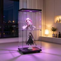 Vitrina su LED lemputėmis ir durelėmis, dvigubo stiklo, juoda, 40 x 36,5 x 86,2 cm
