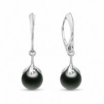 Sidabriniai auskarai „Pearl Galaxy (Magic Black)“ su Preciosa® kristalais