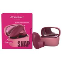 Womanizer Snap - klitorinis stimuliatorius su oro bangomis ir įkrovimo dėklu (raudonas)