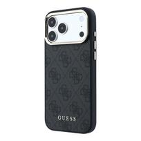 Guess PU Leather 4G Gold Frame MagSafe Case for iPhone 18 Pro / Black
