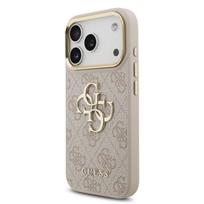 Guess PU Leather 4G Metal Logo Gold Frame Case for iPhone 18 Pro / Pink